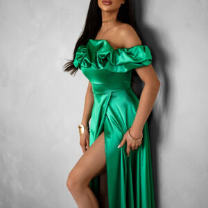Zelené plesové saténové dlouhé šaty EBOLIA bez ramínek Velikost: ONESIZE