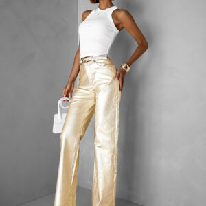 Zlaté stylové straight džíny FALES Velikost: XL