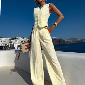 Žluté elegantní široké kalhoty MOWEN Velikost: L