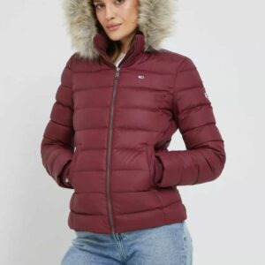 Tommy Jeans dámská vínová zimní bunda DW0DW08588 XS