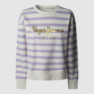 Pepe Jeans dámská bílo fialová pruhovaná mikina PL581525 S