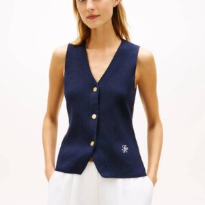 Tommy Hilfiger dámská modrá vesta WW0WW49707C1G M