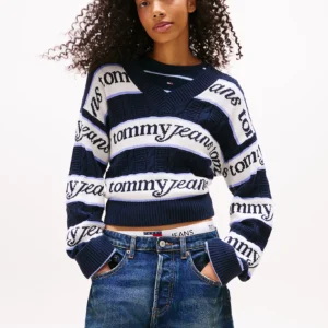 Tommy Jeans dámský pruhovaný svetr DW0DW21682C1G L