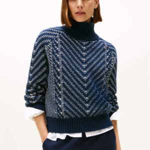 Tommy Hilfiger dámský tmavě modrý rolákový svetr WW0WW464100HA L