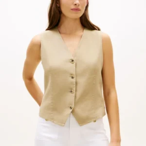 Tommy Hilfiger dámská béžová vesta WW0WW50765AEG 40
