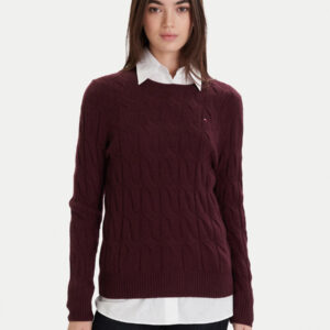 Tommy Hilfiger dámský vínový svetr WW0WW43586XIH XL