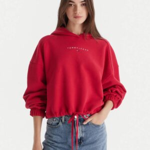 Tommy Jeans dámská červená mikina  DW0DW21607XJP L