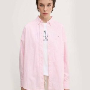 Tommy Jeans dámská růžovo-bílá košile DW0DW19805 M