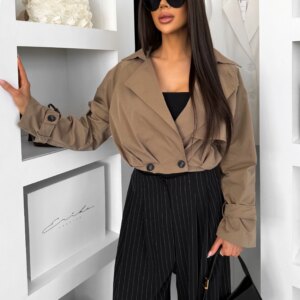 Béžová krátká stylová letní bunda NOVIAN Velikost: ONESIZE