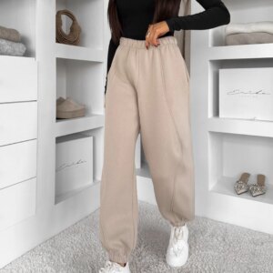 Béžové bavlněné jogger široké tepláky MISTY Velikost: ONESIZE