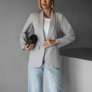 Béžovo-šedé jednoduché basic sako EDITHA Velikost: ONESIZE
