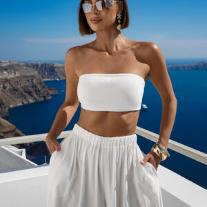 Bílý elegantní crop top pás přes prsa CIZERA Velikost: ONESIZE