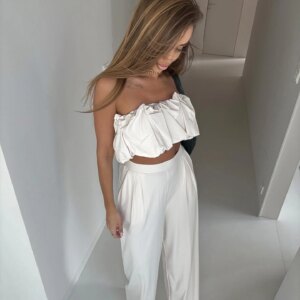 Bílý elegantní komplet SABLE s topem Velikost: ONESIZE