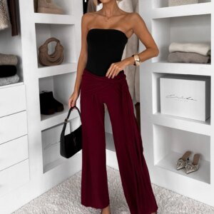 Bordó volné elegantní kalhoty IRAVELL Velikost: ONESIZE