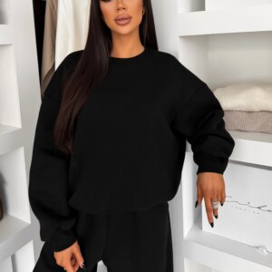 Černá bavlněná zateplená oversize mikina LOFARI Velikost: ONESIZE