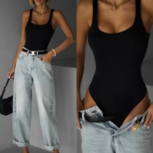 Černé elastické basic jednoduché body VALERI Velikost: ONESIZE