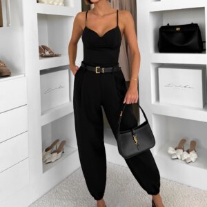 Černé elegantní široké kalhoty ZENVY Velikost: ONESIZE