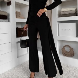 Černé společenské elegantní kalhoty IRAVELL s vlečkou Velikost: ONESIZE