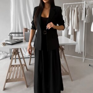 Černé stylové široké kalhoty FELYRY Velikost: ONESIZE