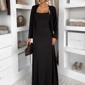 Černý elegantní dlouhý komplet set ARIVELLE Velikost: ONESIZE