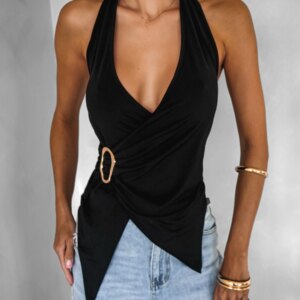 Černý sexy top GELBER s výstřihem Velikost: ONESIZE