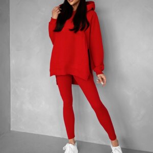 Červená bavlněná stylová teplákovka BELLOVA Velikost: ONESIZE