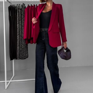 Červené elegantní basic sako EDITHA Velikost: ONESIZE