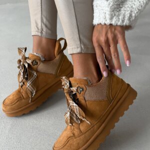 Cihlově hnědé stylové zateplené tenisky MELLOW Velikost: 40