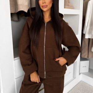 Hnědá bavlněná pohodlná oversize mikina SILKY Velikost: ONESIZE