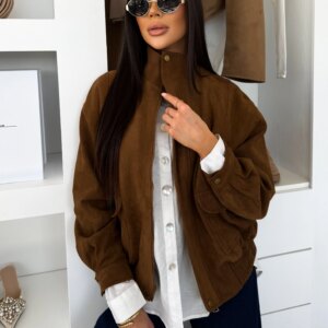 Hnědá semišová bunda SINORRA Velikost: ONESIZE