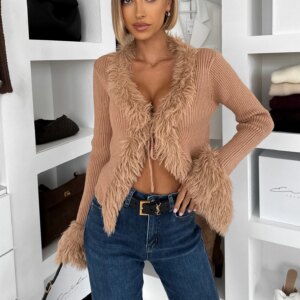 Hnědý elegantní svetřík MALVERO Velikost: ONESIZE