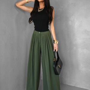Khaki široké wide leg kalhoty VATIKA Velikost: ONESIZE