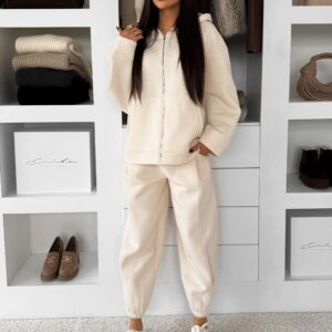 Krémová bavlněná pohodlná oversize mikina SILKY Velikost: ONESIZE