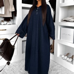 Modré džínové oversize maxi šaty FYNERA Velikost: M/L