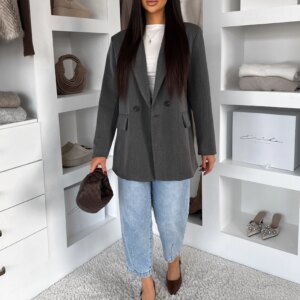Šedé společenské oversized sako GARMONI Velikost: ONESIZE