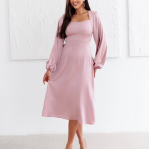 Starorůžové elegantní společenské midi šaty NORALYN Velikost: XXXL