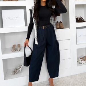 Tmavě modré balónové široké stylové kalhoty PANTYS Velikost: ONESIZE