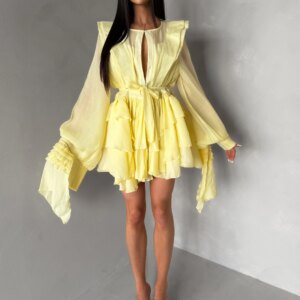 Žluté elegantní koktejlové šaty DIVINE Velikost: ONESIZE