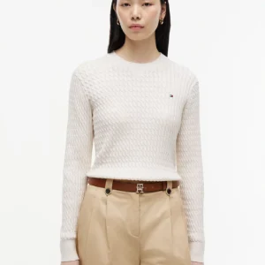 Tommy Hilfiger dámský béžový svetr WW0WW44993-0F5 XL