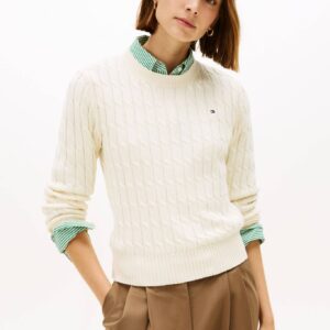 Tommy Hilfiger dámský krémový svetr WW0WW47644AEF S