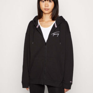 Tommy Jeans dámská černá mikina SIGNATURE ZIP THRU DW0DW13575 XL