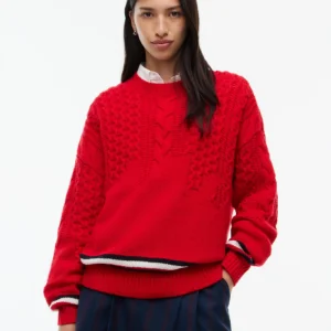 Tommy Jeans dámský červený vlněný svetr DW0DW23353-XMD S