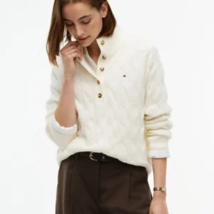 Tommy Hilfiger dámský krémový svetr WW0WW52189-Z00 S