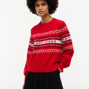 Tommy Jeans dámský červený vlněný svetr DW0DW23359-XMD S